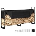 VEVOR 8.5FT Outdoor Firewood Rack with Cover, 102x14.2x46.1 in, Heavy Duty Firewood Holder & 600D Oxford Waterproof Cover for Fireplace, Patio, Indoor/Outdoor Log Storage Rack for 1/2 Cord of Firewood