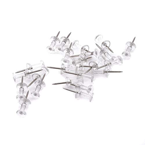 Xigeapg 40Pcs Clavijas de Presión Transparentes Chinchetas Punto de Acero Tablero de Anuncios Escuela de Oficina