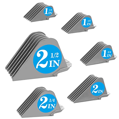 Clipper Guards for Wahl 10 12 14 16 18 20 Hair Clipper Guards 6pcs Extra Long Clipper Guard Attachments 2.5 Inch Clipper Guides Multiple Sizes Universal 2.5 2.25 2 1.75 1.5 1.25 (Gray)