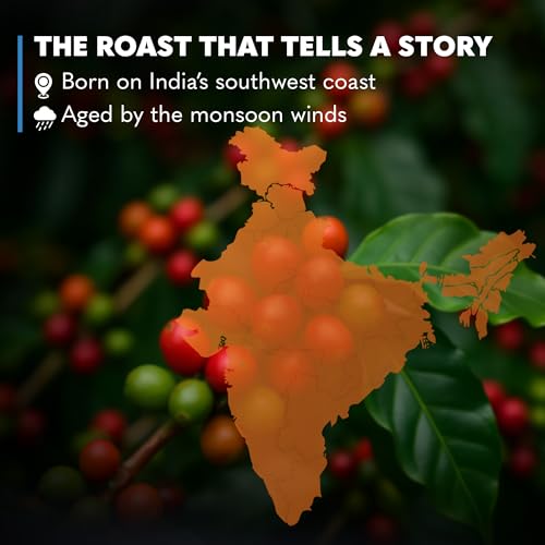 Image of THIRD WAVE COFFEE Arabica Monsoon Malabar Coffee, Medium Roast, Fine Grind for Home Espresso Brew Style, 250g