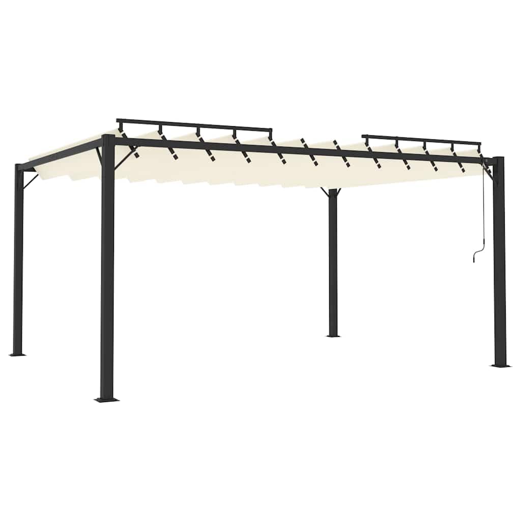 Pergola avec toit à lamelles 3 x 4 m, tissu crème et aluminium