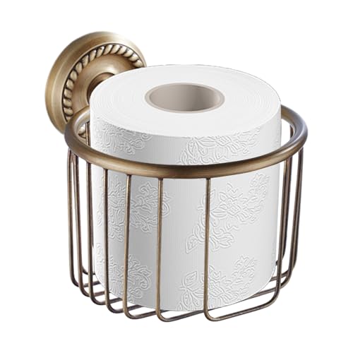 Antik Toalettpappershållare - Mässing Pappershållare Med Metallkorg | Mångsidig Badrumsaccessoar Till Och Hotell