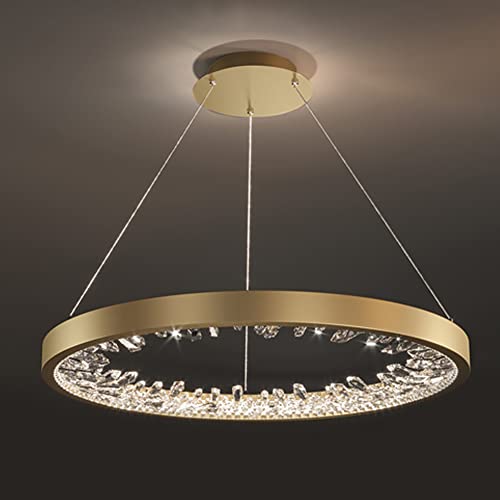 Plafonnier LED chic YangRy avec grand double cercle de cristal noir suspendu