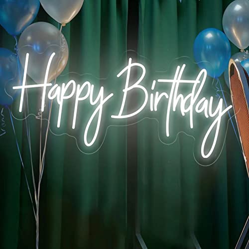 Happy Birthday Neon Sign Custom Party Neon Sign Wall Backdrop Bedroom Decor Led Sign, Bachelorette Party Happy Birthday Neon Light Sign for Halloween Birthday Party Decorations, Size 23.6 x 9.45 inch