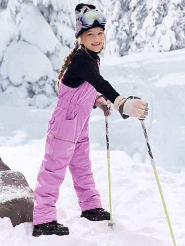 Haloumoning Kids Snow Bibs Girls Ski Pants Waterproof Insulated Snowboard Overalls Snowsuit 5-14 Years Purple thumb #2