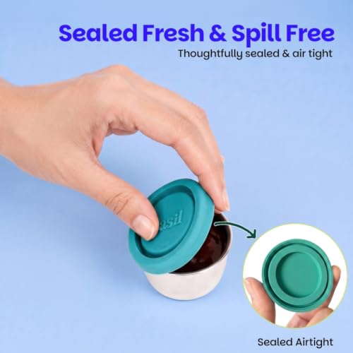 Image of Basil Stainless Steel 1 Compartment Sauce & Chutney Container 50ml