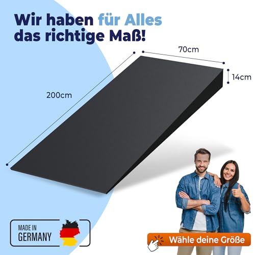 saarschaum • Keilkissen-Matratzenkeil • Orthopädische Keilmatratze zur Bettneigung • Erhöhungskeil für gesündere Schlafposition • Schräg schlafen • 70x200cm FSA 2750