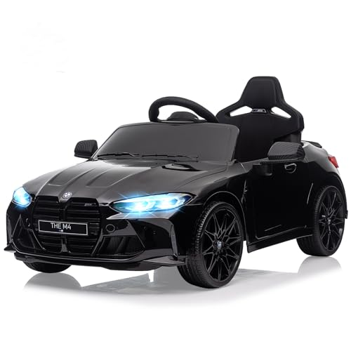 12V Ride On Car for Kids，Licensed BMW M4 Battery Powered Vehicle Car for Boys and Girls, with Remote Control,3 Speed,Led Light,(Black), Black