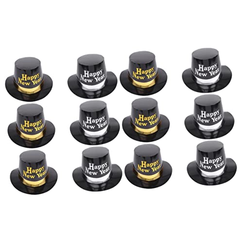Chapeau papier RLKHXBS Happy New Year haut-de-forme rigide festif en lot de 12