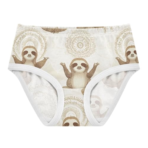 Wusikd Cute Sloths Doing Yoga Lotus Girls' Underwear Cotton Girls Briefs Soft Toddler Underwear 2T