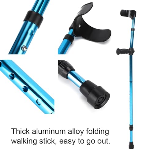 Muleta de codo – Bastón plegable de aluminio ligero, altura ajustable con puño ergonómico para adultos