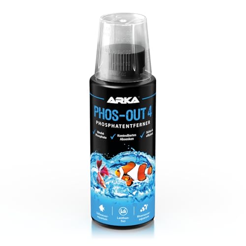 Phosphatentferner Aquarium – ARKA Phos-Out 4 – 118 ml – flüssiger PO4-Entferner für Süß- & Meerwasser – sofort wirksam, ohne Lanthan – verbessert Wasserqualität & verhindert Algen