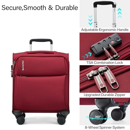 Image of Hanke Underseat Carry On Luggage with Wheels, Small Suitcase, Rolling Bag