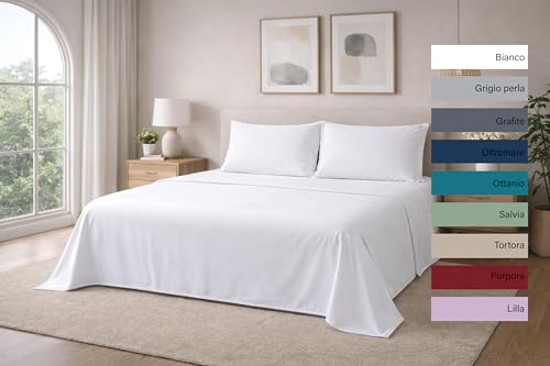 Hermet Set Lenzuola Matrimoniali In Tinta Unita, 4 Pezzi, Lenzuolo Con Angoli, Lenzuolo Piano, 2 Federe 50X80, Angolo 30 Cm, Morbida Microfibra, Certificato Oekotex, No Stiro - 6