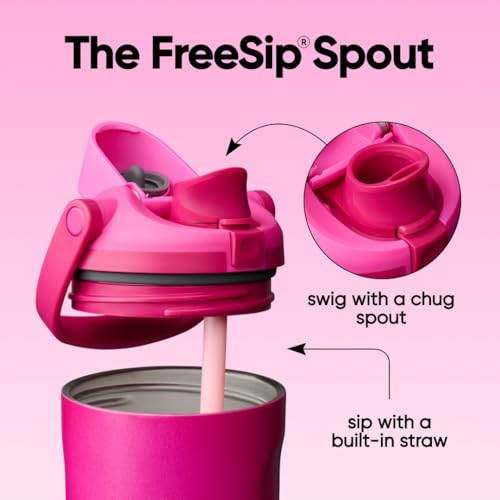 Image of Owala FreeSip Sway Insulated Stainless Steel Water Bottle with Two-Way Spout, Built-In Straw and Bucket Handle, Made for Travel, School, and Sports, 30oz, BPA Free, Leak Proof, Read My Lips