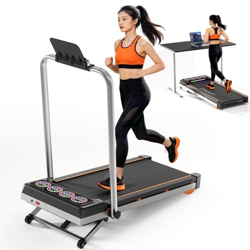 Image of Foldable Walking Pad Treadmill with 12% 12-Level Auto Incline, RGB LED Screen, Bluetooth Speaker, 300 lbs Capacity, Compact Design for Home, Hiking, Under Desk Use