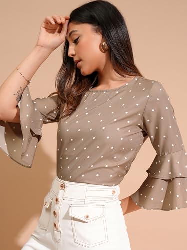 Image of Tokyo Talkies Women's Three-Quarter Sleeves Round Neck Printed Tops|Stylish | Casual Wear