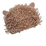 もふもふ鬼さん ニット帽 ベビー キッズ のおしゃれな 防寒 帽子 耳付き 節分 豆まき 出産祝い にも ギフト (ベージュ)