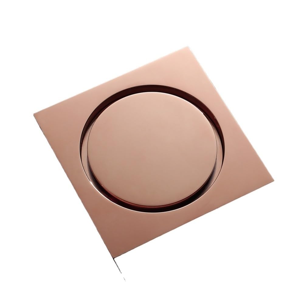 Floor Drain Floor Drain Brass Rose Gold Square 10x10cm Bathroom Shower Waste Grates Strainer Toilet Balcony Water Drains(Rose Gold 051-5)