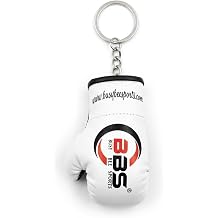 Busy Bee Sports Mini Boxing Glove Keychain White Synthetic Leather Boxing Glove Key Ring for Car Rearview Mirror, Keys, Backpack & Gym Bag, Boxing Fan Gift, Sports Souvenir