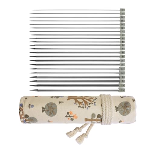 Agujas de tejer de acero inoxidable de una sola punta de 25 cm rectas para labores de punto 4