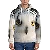 Bryptxztxt Mens Hoodies Casual Pullover Snowy Owl Eyes Print Long Sleeve Hooded Sweatshirt Top With Big Pockets - Soft, Lightweight, And Stylish #1