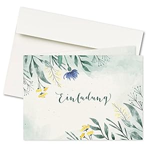 FRUITPRINTS I 20er Set Einladungskarten & Umschläge I Klappkarten I Format A6 I Motiv Grüne Wiese I Hochzeit I…