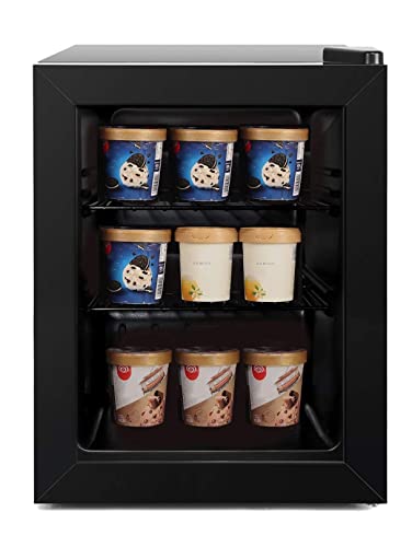 3.5 Cu.ft Chest Freezer Small Deep Freezer Mini Household Chest Freezers Upright with 2 Removable Baskets 7 Temperature Settings Black…