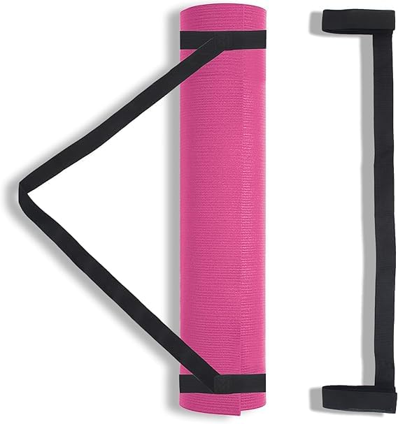 2PCS Black Yoga Strap for Carrying, 23.3 X 0.98 Inch Yoga Mat Strap for Carrying Easy-Cinch, Adjustable Yoga Mat Holder, Yogas Sling Strap for Most Size with Thick Comfy (Yogas Mating Not Included)