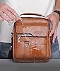 Sacoche Homme Sacs à Bandoulière Vintage Sacoche Bandoulière Cuir Petite Shoulder Bag Crossbody Business Cartable Besace Pochette Sacs à main pour Voyage, Randonnée et Travailler (Marron clair) #5