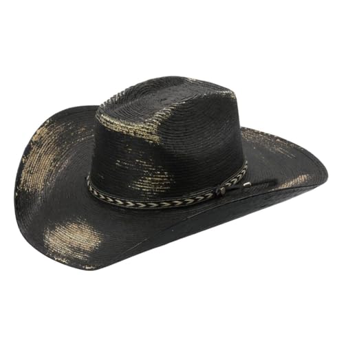 Peter Grimm Alibi Drifter Straw Cowboy Hat – Unisex Western Hat for Men & Women, Distressed Black...