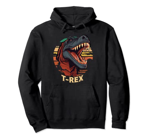 Retro Sunset T-Rex Tyrannosaurus Head Cool Dinosaurio Sudadera con Capucha
