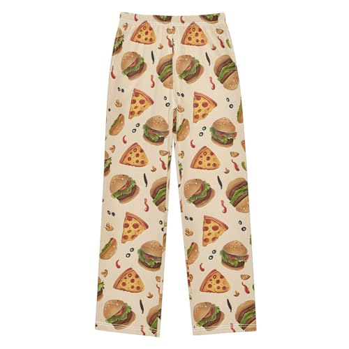 ALAZA Delicious Pizza Hamburger Yellow Pajama Lounge Pants Long Sleep Pajama Bottoms with Pockets