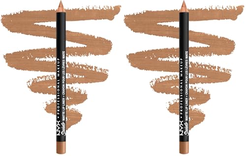 Image of NYX PROFESSIONAL MAKEUP Suede Matte Lip Liner, Velvety-Smooth, Long-Lasting Formula For A Defined Lip Makeup Look - London (Tan) (Pack of 2)