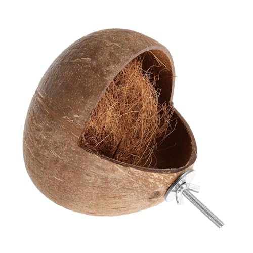 BAZEITFLOW 椰?鳥巣箱 中型インコ用屋外対応 耐久性ココナッツシェル製 鳥かごアクセサリー 運動促進遊び場 吊り下げ可能 鳥の休憩用巣ハウス