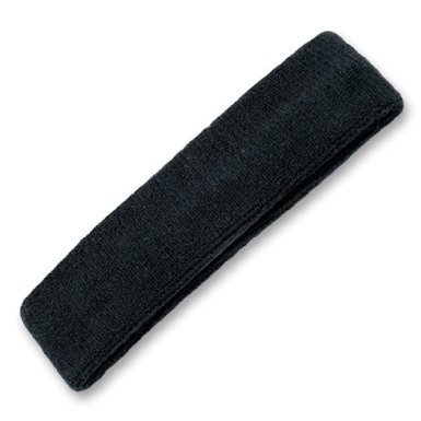 Cloth Terry Sports Stretch Headband, Sweat Band, Sweatband Large - Black