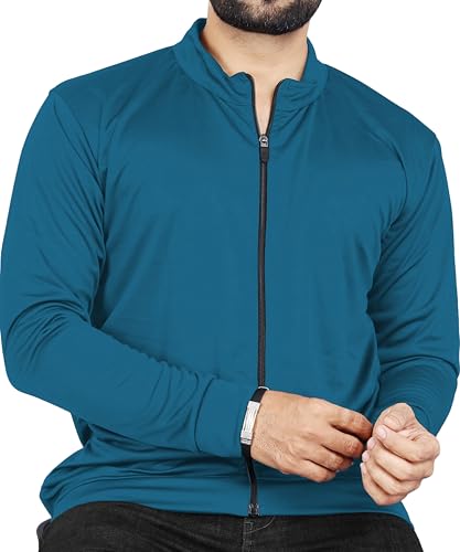 Image of FIBREZA Men Solid Polyester Sports Jacket Long Sleeves Full Zip with Pocket Gym, Running & Travel Upper Wear