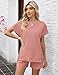 LOMON Women's Loungewear Sets Fashion Comfy 2 Piece Outfits Shorts Sets Short Sleeve Summer Sweatsuits(Pink,L)