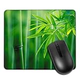 Wanmeishijie Asian Bamboo Mouse Pad, Square Mouse Pad Green, Non-Slip Rubber Base Computer Mousepad, with Durable Stitched Edges 9.5 x7.9 inch, for Gaming Work Office Laptop Computer
