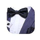 Dubulle Black Navy Blue Pre-tied Bow Tie for Men Mens Paisley Striped Bowtie and Pocket Square Cufflinks Wedding Business