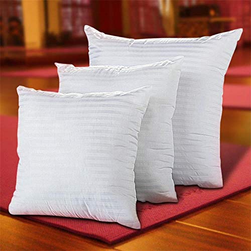 Coussin à rayures polyester coton satin blanc, décoration textile lit et canapé - 2