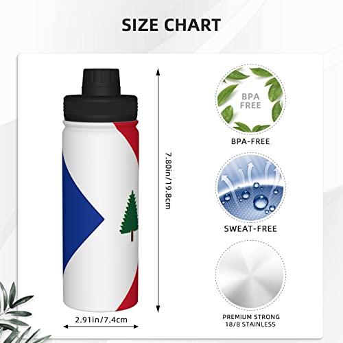 Pooedso Flag Of The New England Acadians Water Bottle 18Oz Stainless Steel Insulated Water Bottles With Spout Lid Sports Water Bottle For Travel Camping Hiking Biking Water Jug #TOP3