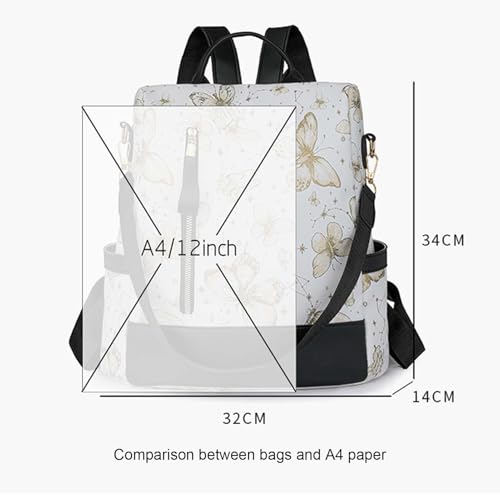 Casual Fashion Butterfly Pattern Backpack for Girls Women, Versatile Travel and Anti-theft, Crossbody or Back Backpack Black2