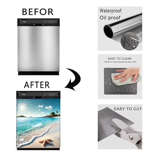 Image of BVBOX Dishwasher Magnet Cover 23 inchx26 inch, Reusable Magnetic Refrigerator Covers, Decorative Magnets Cover Fridge Door Skin Panel Stickers for Home Kitchen Appliance