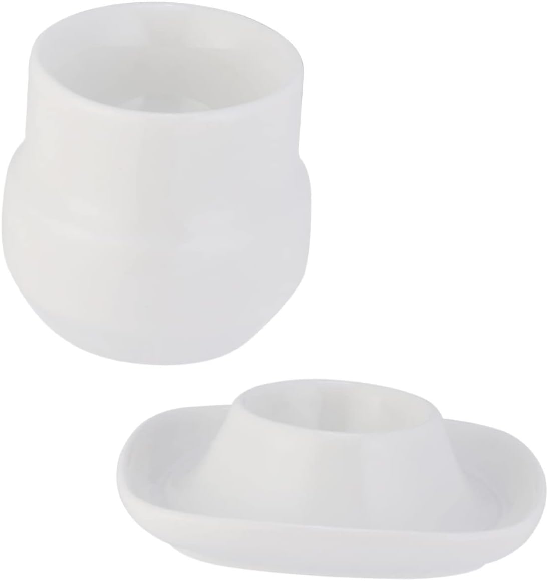 COLLBATH 2pcs Ceramic Egg Holding Cups Elegant White Egg Holders for Boiled Stable and Safe Design for Home Kitchen Use