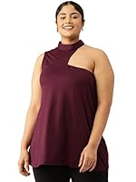 theRebelinme Plus Size Women's Purple Solid Color Knitted One Shoulder Top(XXXL)