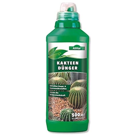 ALLFLOR Kakteendünger flüssig- und Sukkulentendünger für alle Kakteen , Aloe Vera Pflanze und dickblättrigen Pflanzen Sukkulenten I Flüssigdünger mit extra Kalium I Kalium Dünger I Weiß, 500 ml Cover