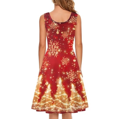Image of Women's Casual Loose Sundress Midi Sleeveless Crewneck Dress Summer Beach Tank Dress with Pockets