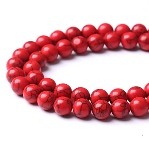 45Pcs 8Mm Beads Red Turquoise Beads With Mother-Of-Pearl Round Loose Beads Natural Gem Beads For Jewelry Making 15" #TOP2