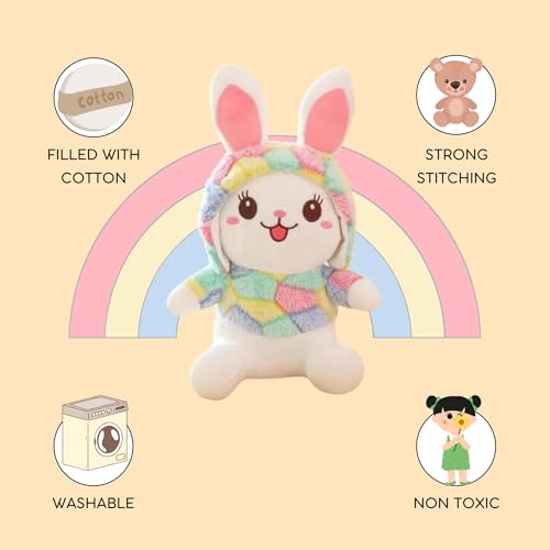 Image of Flufies Plush Toys - Snuggly and Aesthetic Stuff Plush Toys and Baby Toys - Soft Toys for Baby Girl and Baby Boy - Soft Toys for Girlfriend Gift (Colorful Rabbit)